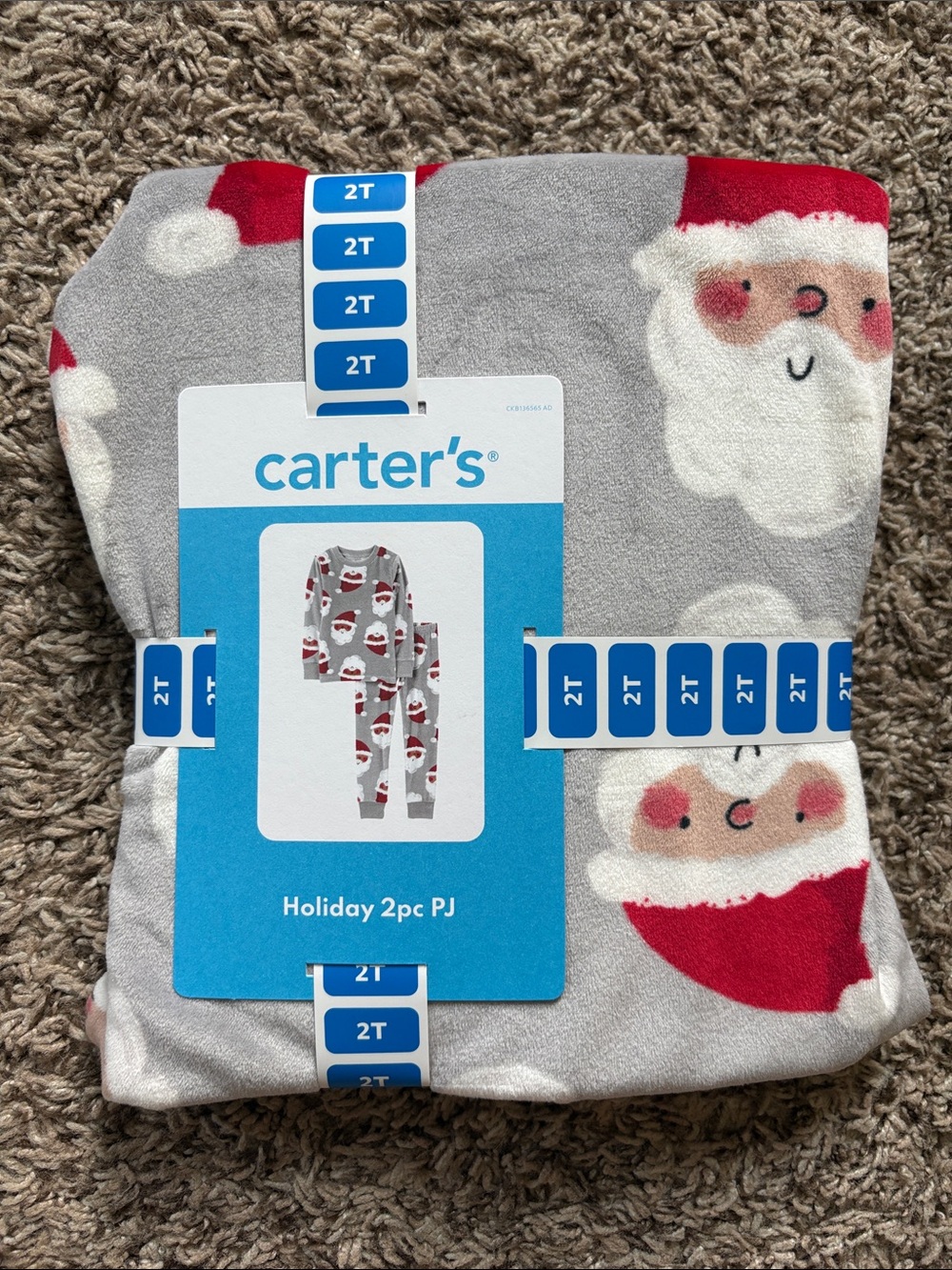 NWT CARTER’S Holiday Two Piece Pajamas Size 2T Santa Fleece